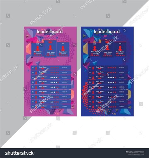 Leaderboard Design Template Game Leaderboard Abstract Stock Vector