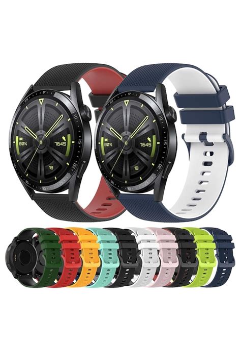 MMPSHOP Huawei Watch GT3 46mm Çift Renkli Silikon 22mm Akıllı Saat