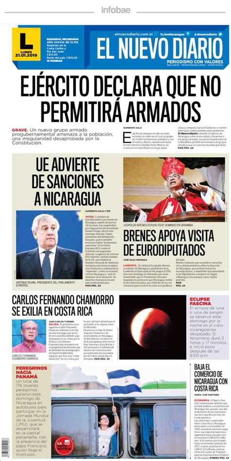 El Nuevo Diario Nicaragua Lunes 21 De Enero De 2019 Infobae