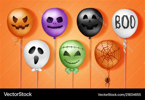 Halloween 3d Balloons Scary Air Balloons In Vector Image