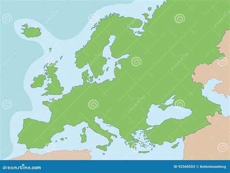 Fizyczna Pusta Mapa Europa Wektoru Ilustracja Ilustracja Wektor