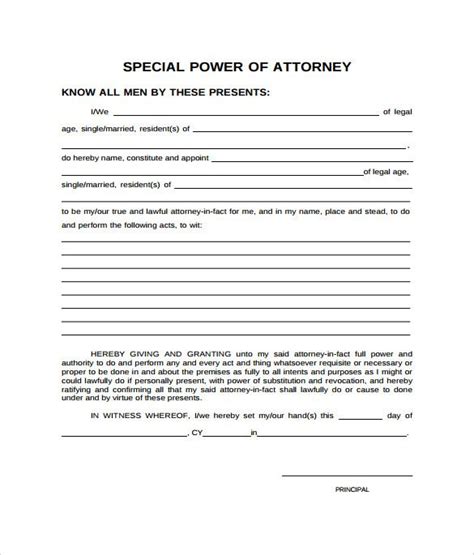 Free Sample Special Power Of Attorney Forms In Pdf Ms Word Power