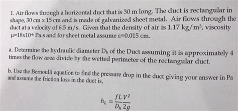 Solved Air Flows Through A Horizontal Duct That Is M Chegg