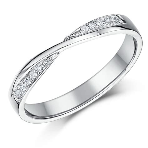 3mm 9ct White Gold Crossover Diamond Wedding Ring 9ct White Gold At