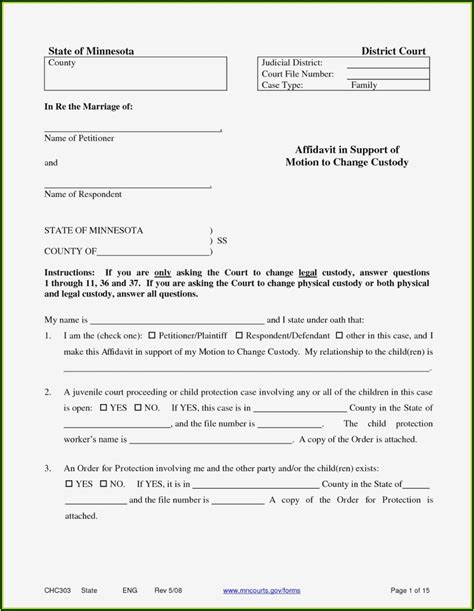 Custody Affidavit Sample