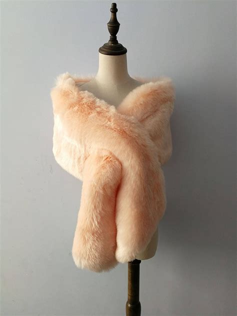 Light Pink Color Long Large Faux Fur Shawl Thick Faux Fur Etsy