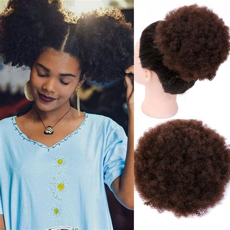 Paardenstaart Synthetisch Korte Afro Kinky Haar Broodje Hoge