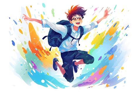 Premium Vector Boy Jumping Colorful Paint