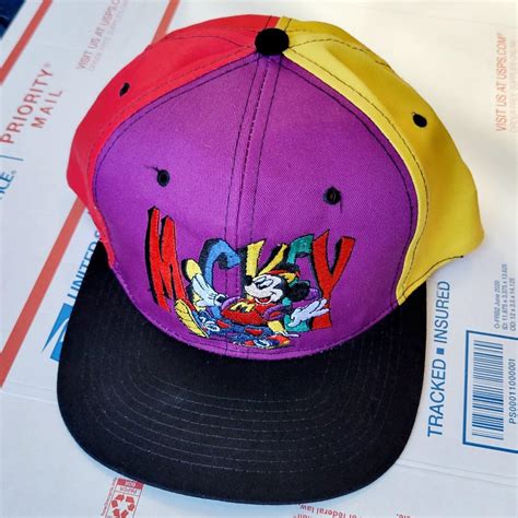 Mickey Unlimited Mens Red And Yellow Hat Depop