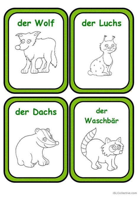 Tiere Wort Flash Karten Domino Vokabel Praxis Deutsch D