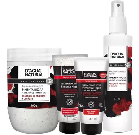 Kit Creme E Gel E Serum E Fluido Termo Ativo Pimenta Negra