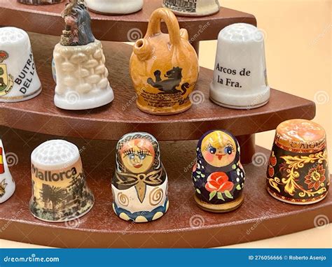 Detail Of Thimbles From Part Of A Collection Display Collectors