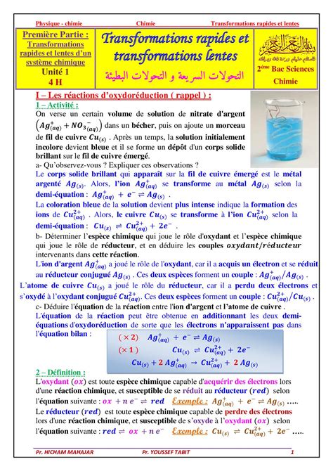 Transformations Lentes Et Transformations Rapides Cours 1 AlloSchool