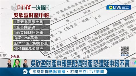 比利時貴族尪沒財產 吳欣盈財產申報無配偶財產 恐遭疑申報不實 黃珊珊 提出證據來│記者 李汶諭 柯佩瑄│【live大現場】20231206│三立新聞台 Youtube