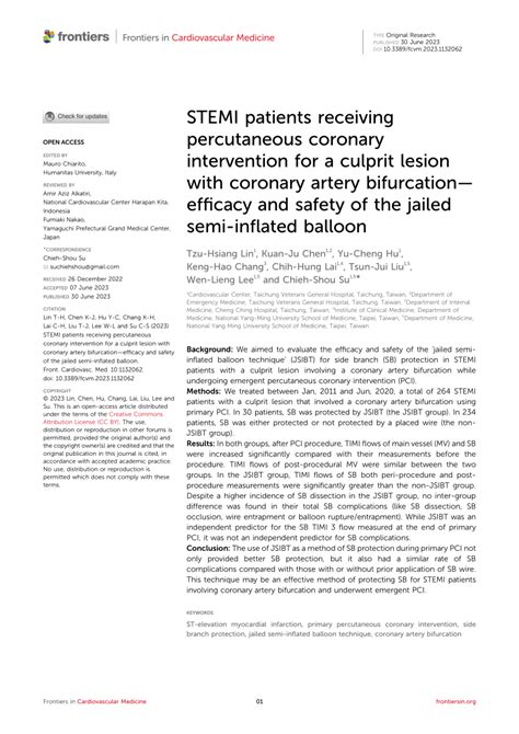 Pdf Stemi Patients Receiving Percutaneous Coronary Intervention For A