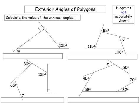 Find Exterior Angles Of A Polygon Worksheet