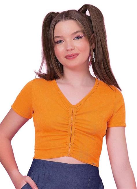 Blusa Juvenil Em Tric Laranja Cativa