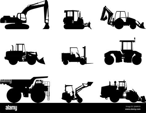 Silhouette illustration of heavy equipment and machinery Stock Vector Image & Art - Alamy