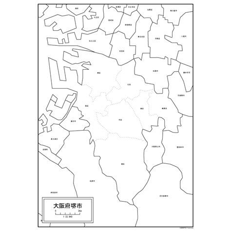 大阪府堺市の白地図を無料ダウンロード 白地図専門店