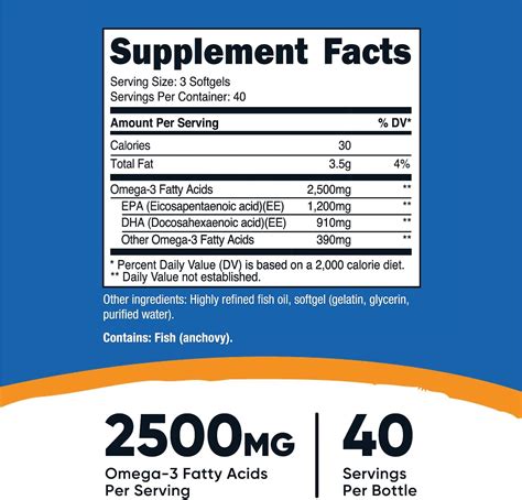 Nutricost Aceite De Pescado Omega 3 2400 Mg 120 Cápsulas Blandas 40