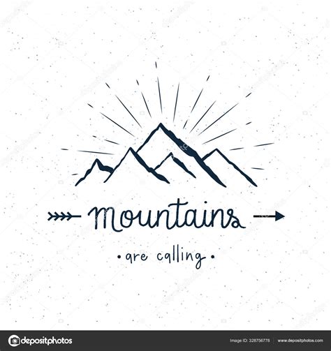 Mountains Are Calling Hand Lettering With Abstract Watercolor Sp Stock