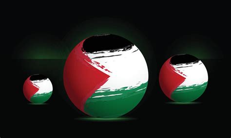 Palestine Flag Into 3d Ball On The Lighting Stage Black Vector