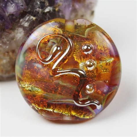 Artisan Glass Lampwork Bead Lentil Focal Sra Iridescent Gold Etsy Lampwork Beads Lampwork