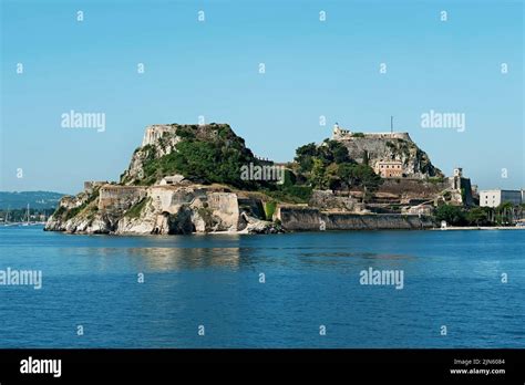 The Northern Side Of The Venetian Old Fortress Corfu Greece Stock