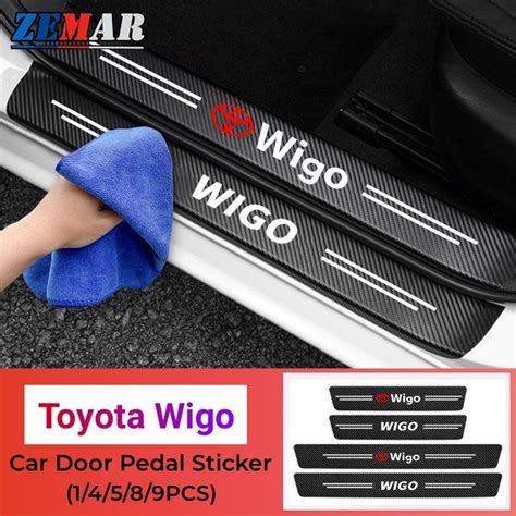 Ready StockToyota Wigo Car Door Sill Sticker Carbon Fiber Leather