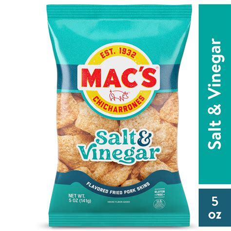 Mac S Salt And Vinegar Flavored Crispy Fried Pork Rinds Keto And Paleo Friendly 5 Oz Bag