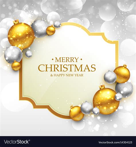 Merry Christmas Greeting Card Template With Gold Vector Image