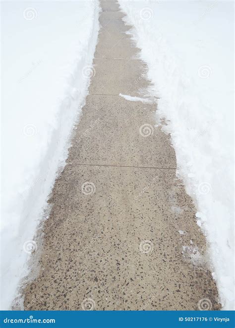 Sidewalk With Snow Stock Photo Image Of Park Area Background 50217176