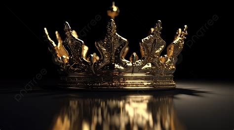 This Image Depicts A Gold Crown On Black Background 3d Render Crown