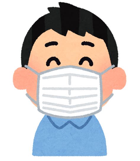 無料イラスト かわいいフリー素材集 ヒダ付きのマスクを付けた人のイラスト（男性）