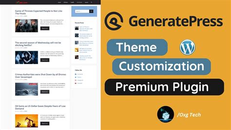 GeneratePress WordPress Theme Customization Premium Plugin YouTube