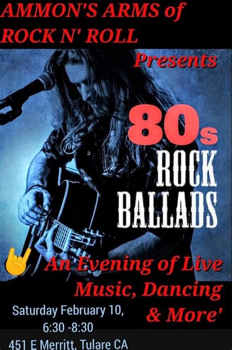 80s Rock Ballads - Live Music & Dancing - Featuring Ammon’s Arms of ...