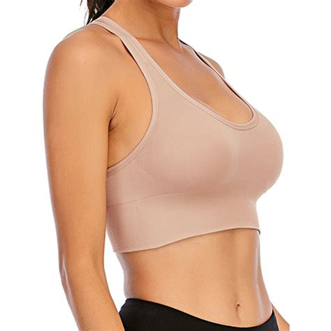 FOCUSSEXY - Women's Racerback Sports Bra with Criss-Cross Back Padded Sports Comfortable Yoga