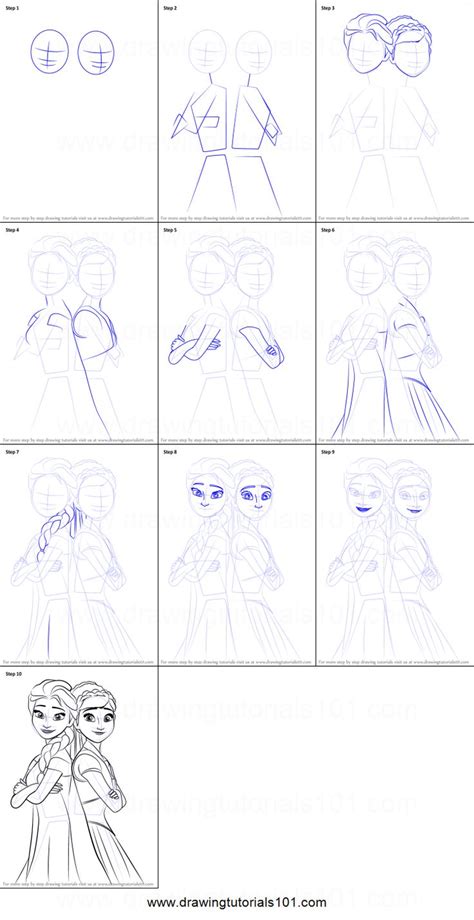 How To Draw Disney Princesses From Frozen World With Easy Step By