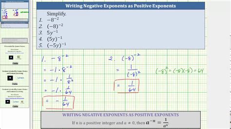 Simplify Basic Expressions With Negative Exponents 8 3 8 3