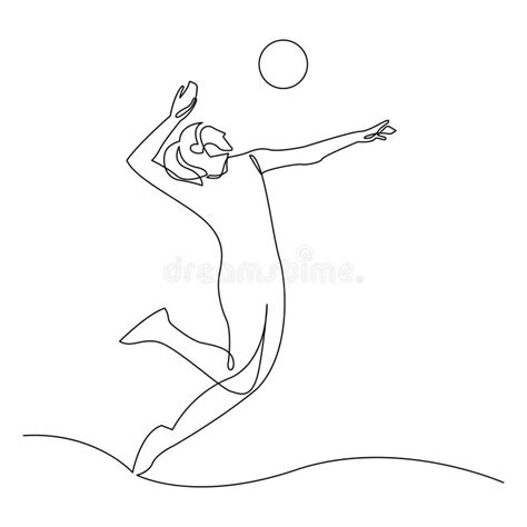 Continuous Line Drawing Volley Stock Illustrations Continuous