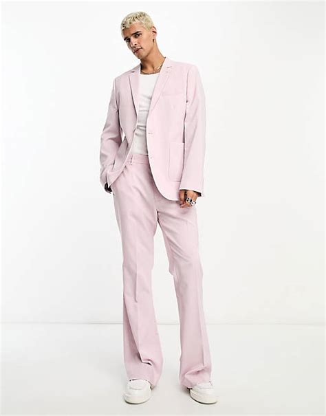 Asos Design Flare Suit Pants In Purple Asos