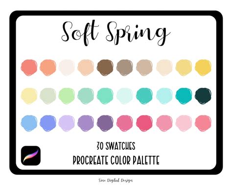 Soft Spring Color Palette For Procreate App Pastel Color Etsy