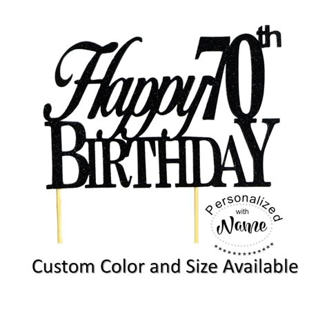 Happy 70th Birthday Cake Topper 1pc Glitter Cake Topper Birthday