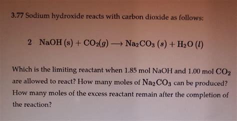 Solved Sodium Hydroxide Reacts With Carbon Dioxide As Chegg