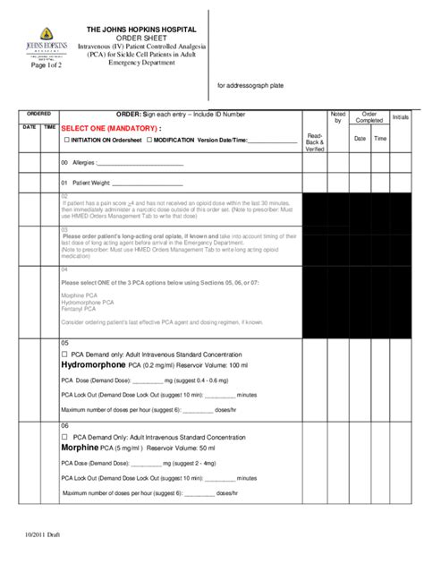 Fillable Online Patient Controlled Analgesia For Adults With Sickle Cell Fax Email Print