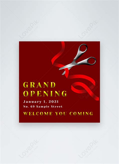 Cut Red Ribbon Opening Invitation Template Imagepicture Free Download