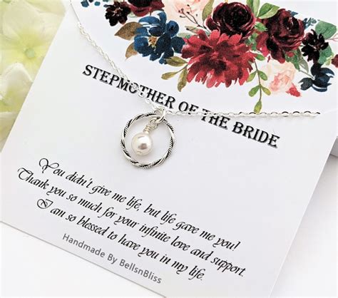 Step Mother Of The Bride T Silver Circle Necklace Stepmother Of The