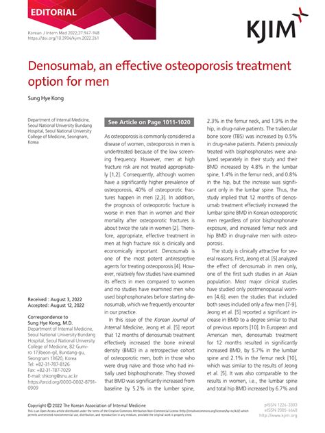 (PDF) Denosumab, an effective osteoporosis treatment option for men