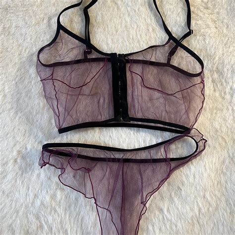 Naked Letters Sheer 2 Piece Lingerie Set Bustier Depop