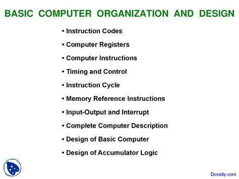 Basic Computer Organization and Design - Computer Architecture ...